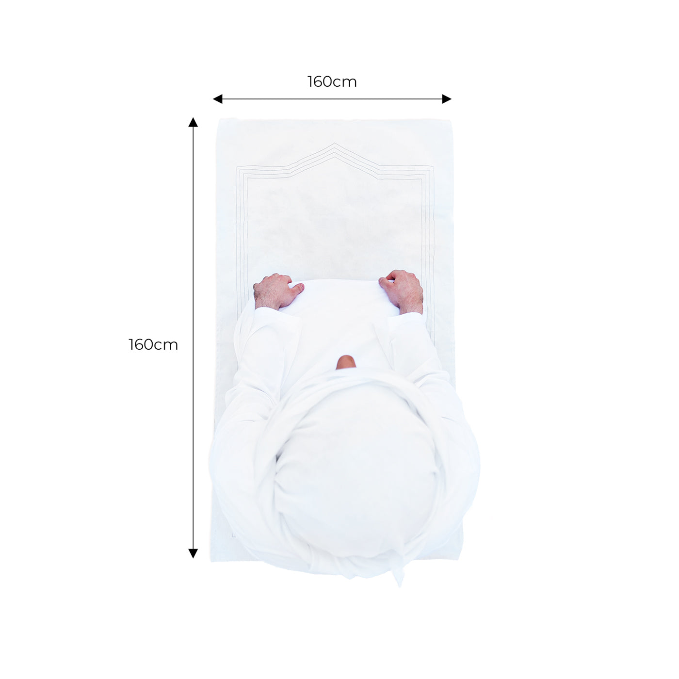 Prayer mat  with dimensions on a white background